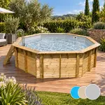 Piscine bois ronde Océa 430 - H120cm - Liner Gris
