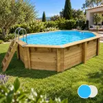 Piscine bois octogonale UBBINK Sunwater 300 x 490 x 120 cm - Liner bleu