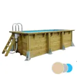 Piscine bois Urban Pool 250 x 450 - H140cm - Liner Beige 75/100ème + Nage à contre-courant + Heatermax® Inverter 20 + LED-Spot 350 Plus + Coffret électrique Premium