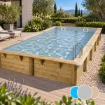 Piscine bois rectangulaire Linéa UBBINK 350x650 - H140cm - Liner Gris 75/100ème