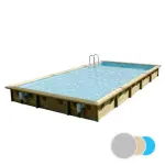 Piscine bois rectangulaire Linéa UBBINK 500x800 - H140cm - Liner Gris 75/100ème