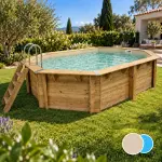 Piscine bois octogonale UBBINK Sunwater 300 x 490 x 120 cm - Liner beige