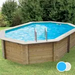 Piscine bois octogonale UBBINK Sunwater 300 x 490 x 120 cm - Liner bleu