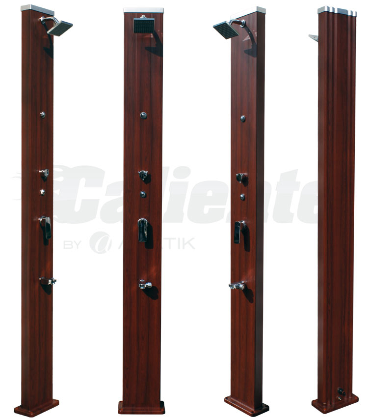 Douche solaire Caliente Design 28L aluminium coloris bois Douche solaire Caliente Design 28L aluminium coloris bois