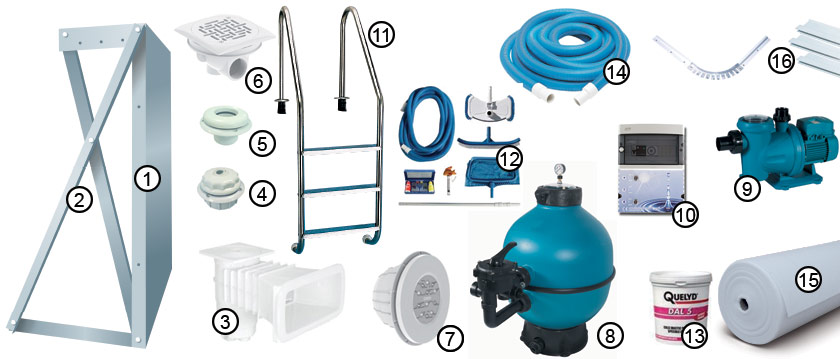Composition du kit piscine TRADIPOOL PLUS Composition du kit piscine TRADIPOOL PLUS