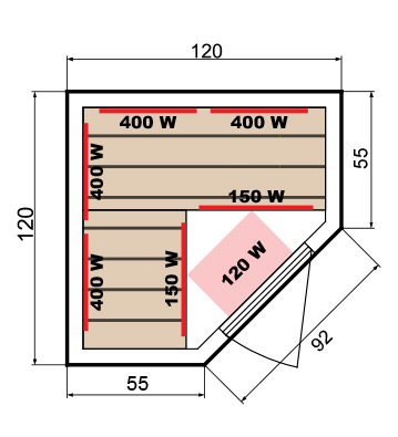 Dimensions sauna infrarouge Apollon 2 places Dimensions sauna infrarouge Apollon 2 places