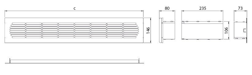 Dimensions grilles déshumidificateur encastré Dantherm CDP 50 T