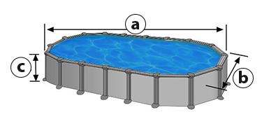 Dimensions piscines hors sol acier MYKONOS et SKYATHOS ovales