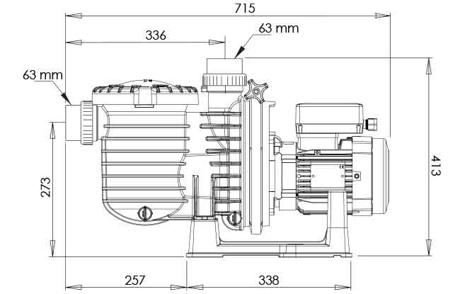 Schema des dimensions pompe filtration piscine Sta Rite 5P6R