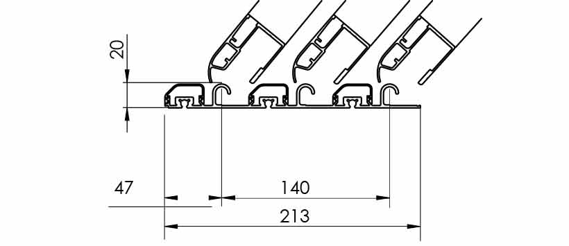 Dimensions des rails pour abri de piscine télescopique Abrissime taille M Dimensions des rails pour abri de piscine télescopique Abrissime taille M
