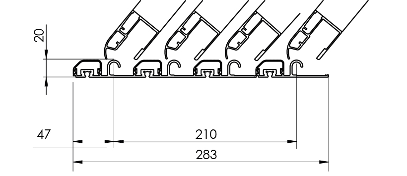Dimensions des rails pour abri de piscine télescopique Abrissime taille XL Dimensions des rails pour abri de piscine télescopique Abrissime taille XL