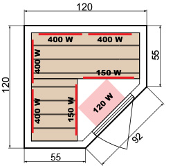 Dimensions sauna infrarouge 2 3 Dimensions sauna infrarouge 2 3