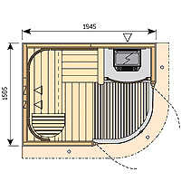 Dimensions du sauna HARVIA Rondium S2015KL Dimensions du sauna HARVIA Rondium S2015KL