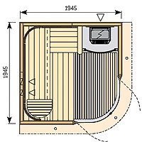 Dimensions du sauna HARVIA Rondium S2020KL