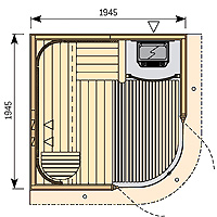 Dimensions du sauna HARVIA Rondium S2020KL Dimensions du sauna HARVIA Rondium S2020KL