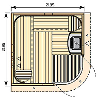 Dimensions du sauna HARVIA Rondium S2222KL Dimensions du sauna HARVIA Rondium S2222KL