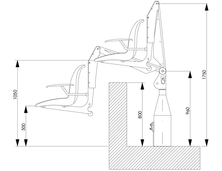 Dimensions sièges élévateurs F100 et F100M Dimensions sièges élévateurs F100 et F100M