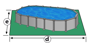 Dimensions au sol piscines hors sol acier MYKONOS et SKYATHOS ovales Dimensions au sol piscines hors sol acier MYKONOS et SKYATHOS ovales
