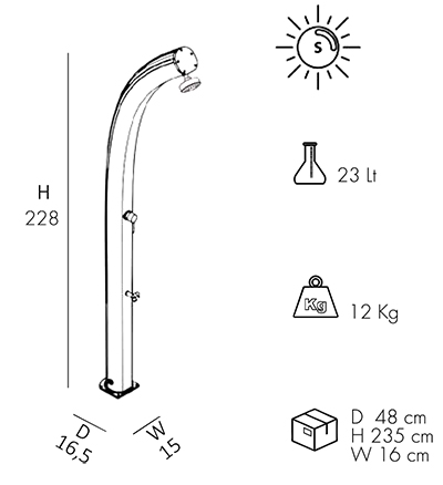Dimensions Douche solaire Jolly A520 Dimensions Douche solaire Jolly A520