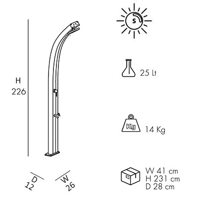 Dimensions douche solaire Spring A120 Dimensions douche solaire Spring A120