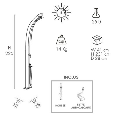 Dimensions douche solaire Spring A140 Top Line