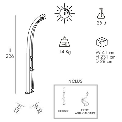 Dimensions douche solaire Spring A140 Top Line Dimensions douche solaire Spring A140 Top Line