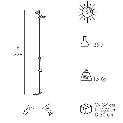 Dimensions douche solaire Spring S A220 Dimensions douche solaire Spring S A220