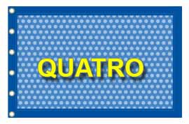 Modèle bâche été pour piscine QUATRO bordée sur le périmètre de la couverture Modèle bâche été pour piscine QUATRO bordée sur le périmètre de la couverture