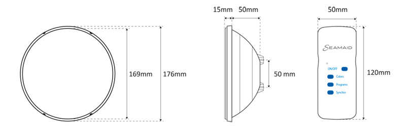 Dimensions Lampe LED standard couleur seamaid Dimensions Lampe LED standard couleur seamaid