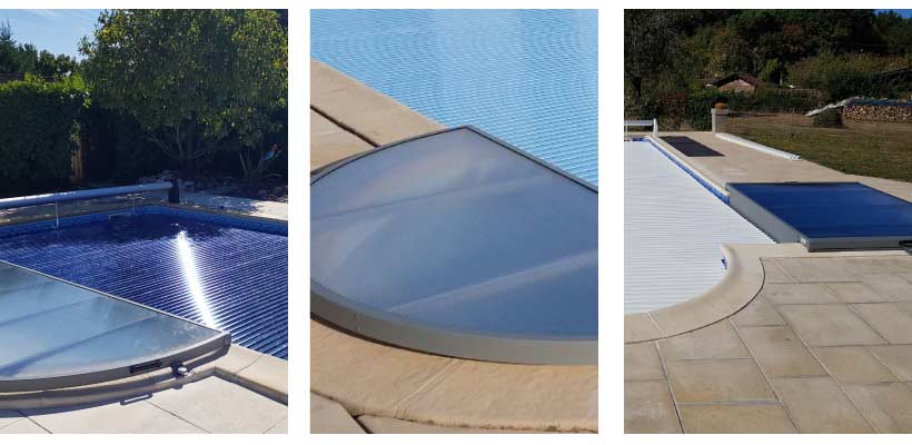 Option : Adaptation Aluminium Polycarbonate pour escalier sur la longueur du bassin Option : Adaptation Aluminium Polycarbonate pour escalier sur la longueur du bassin