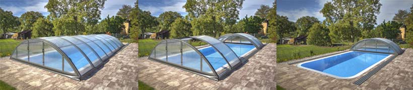 Ouverture abri de piscine Silhouette Ouverture abri de piscine Silhouette