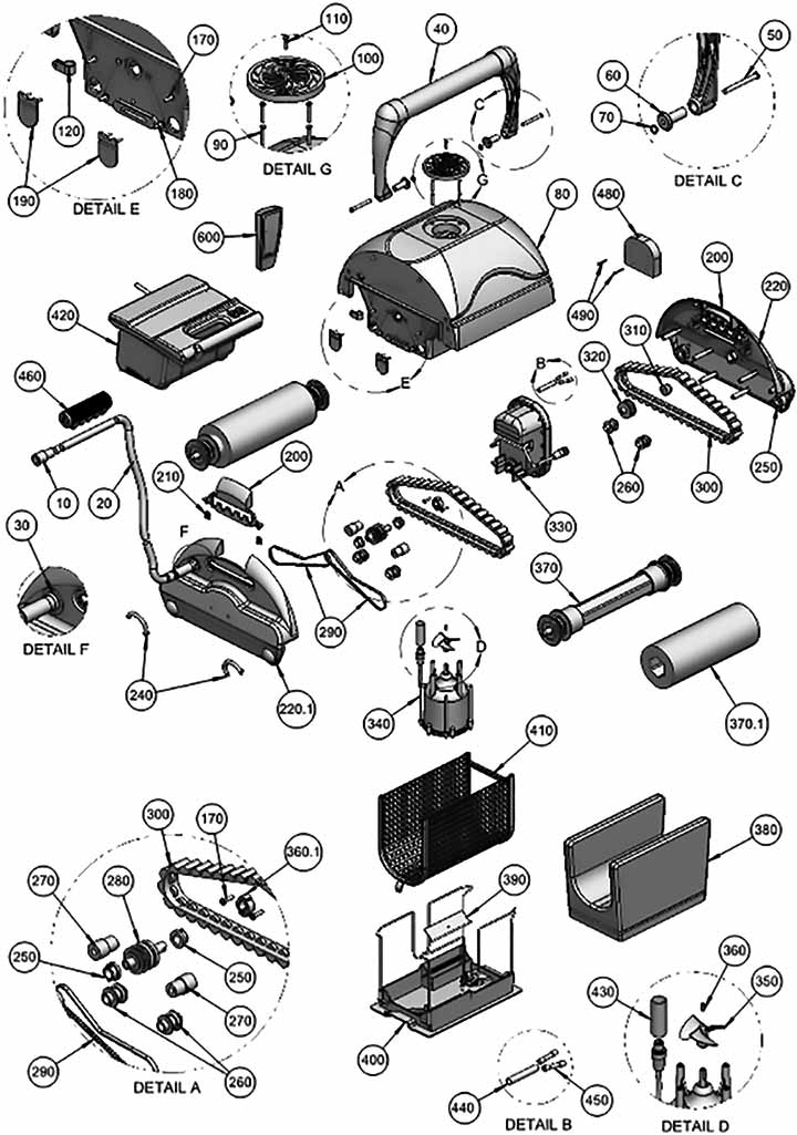 Liste pièces détachées Robot électrique Aquabot Super Bravo Liste pièces détachées Robot électrique Aquabot Super Bravo