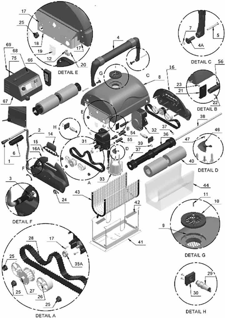 Liste pièces détachées robot électrique Magnum