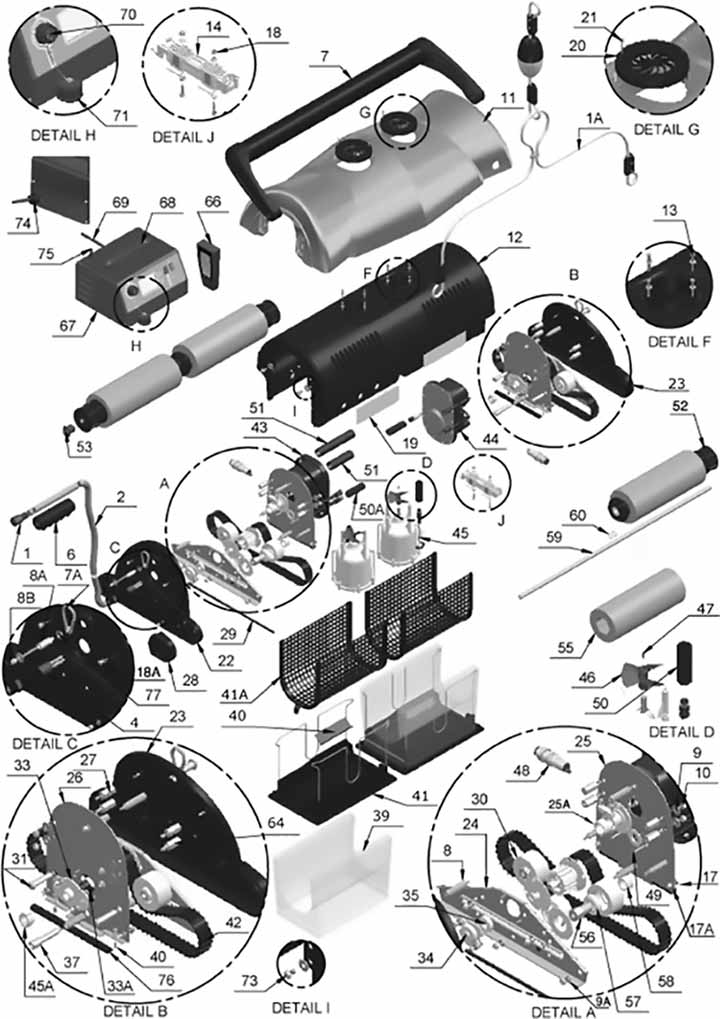 Liste pièces détachées robot électrique Ultramax