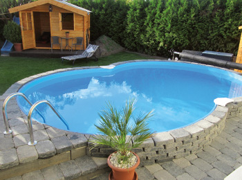 Piscine acier mahogany forme 8 Piscine acier mahogany forme 8