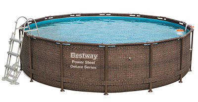 Piscine hors sol Bestway Power Steel Deluxe rotin ronde Piscine hors sol Bestway Power Steel Deluxe rotin ronde