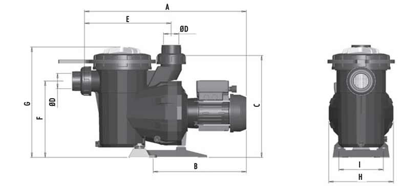 Dimensions pompe ASTRAL Victoria Plus