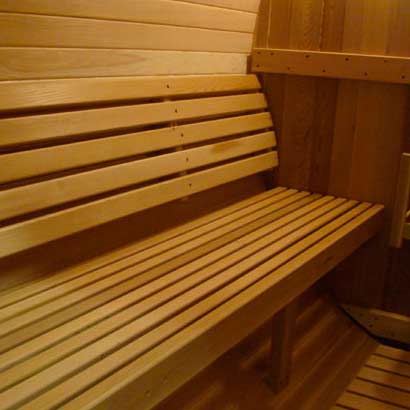 banc intérieur sauna barrel canopy