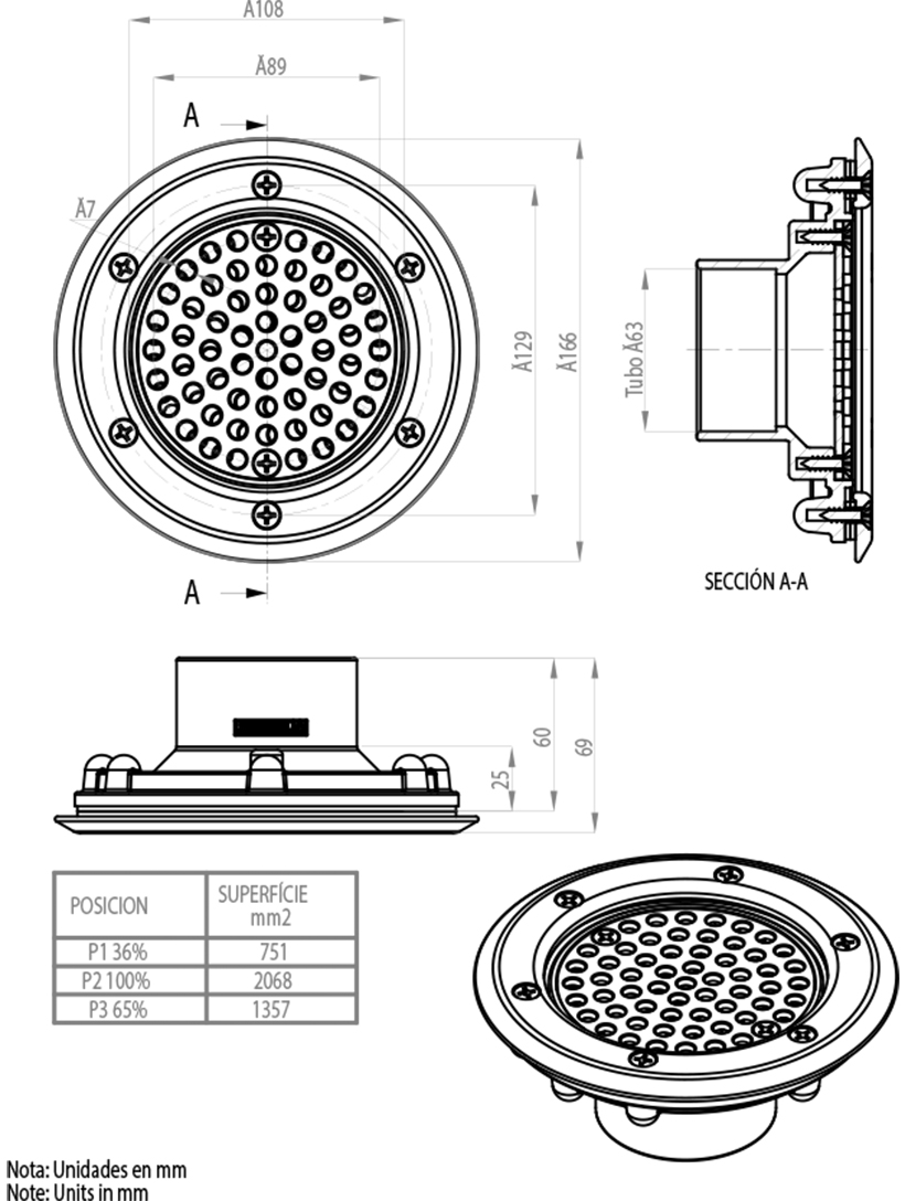 Dimensions buse de refoulement liner astral réglable