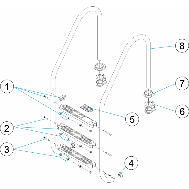 Pièces détachées pour Échelle standard plus 2-3-4-5 marches aisi-316