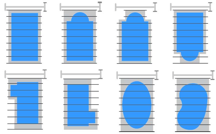 formes de piscines possibles de la couverture ROLLER BAR