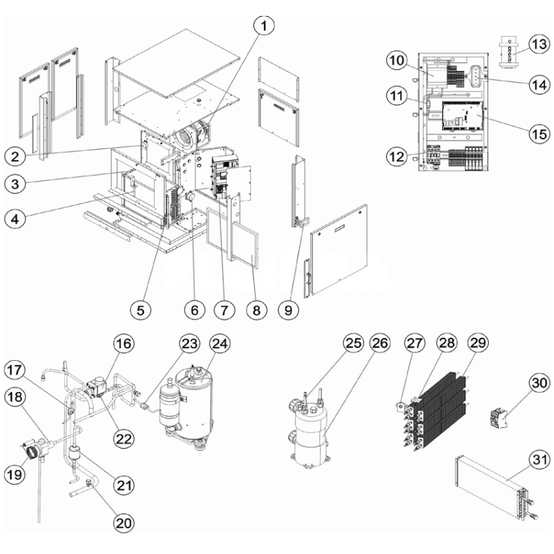 Pièces détachées pour Déshumidificateur DF2 encastré titane