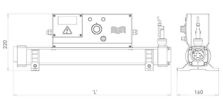 Schema des dimensions rechauffeur Elecro Vulcan