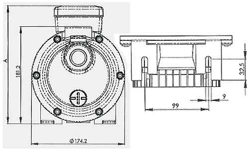 schema des dimensions du surpresseur pour robot de piscine Boost-Rite