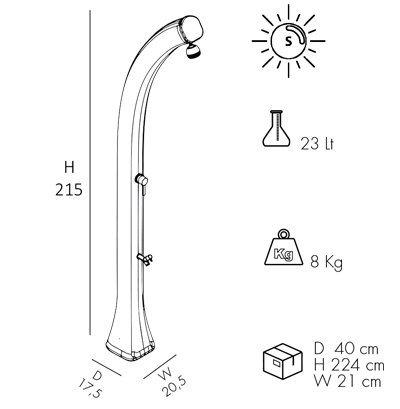 Dimensions douche solaire Happy H120