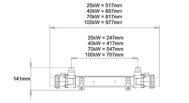 Dimensions de l échangeur de chaleur VULCAN ELECRO titane nu