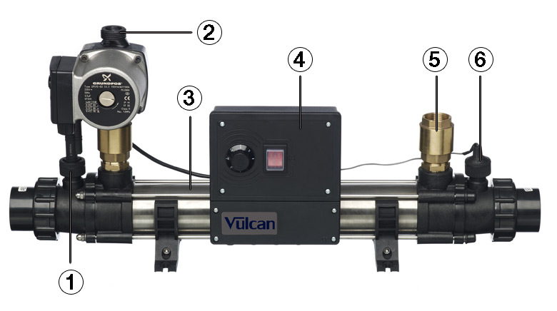 Descriptif de l échangeur de chaleur VULCAN ELECRO titane thermostat Mécanique