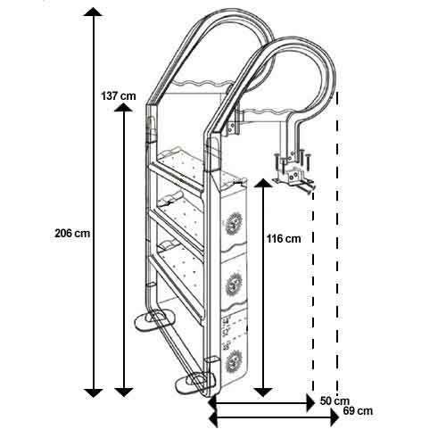 schema dimensions echelle resine pour piscine hors sol