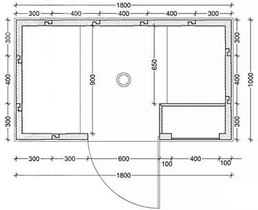 Schema des dimensions hammam teddington antalya