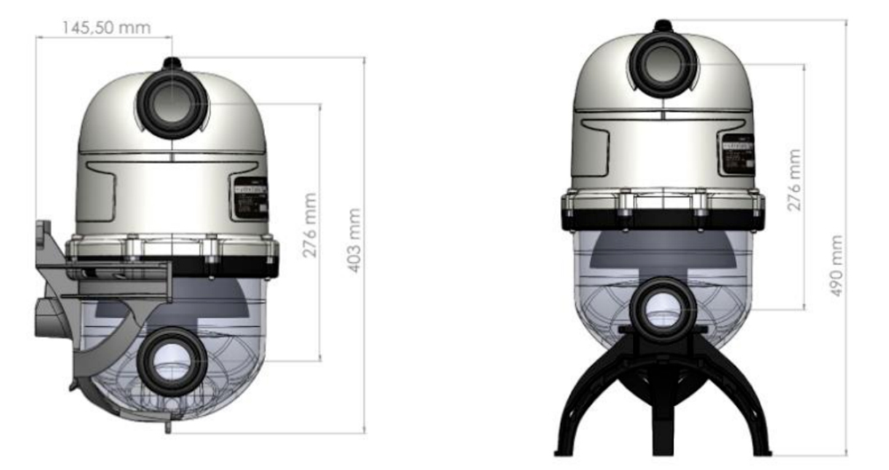 Dimensions de l'HydroSpin Compact Astralpool